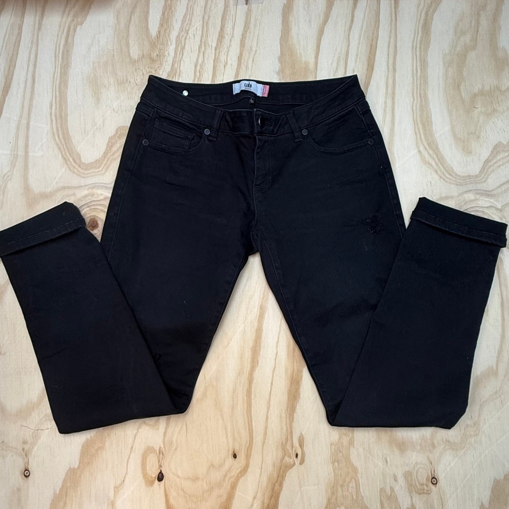 Cabi Jeans Slim Boyfriend Black Distressed Denim Pants 3387 Womens Size 4